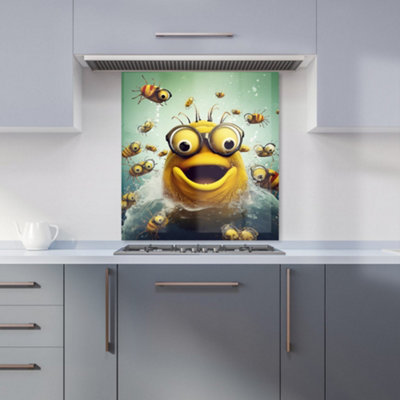 Warren Reed Designer Happy Worm And Bees Splashart Kitchen Splashback from B&Q