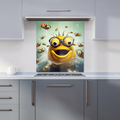 Warren Reed Designer Happy Worm And Bees Splashart Kitchen Splashback from B&Q