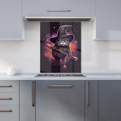 Warren Reed Designer Cat And A Broom Kitchen Splashback from B&Q