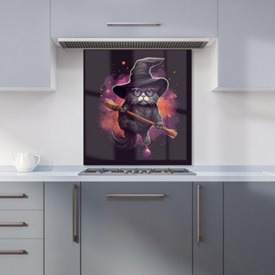 Warren Reed Designer Cat And A Broom Kitchen Splashback from B&Q