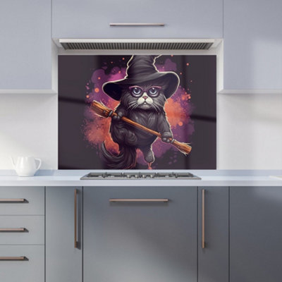 Warren Reed Designer Cat And A Broom Kitchen Splashback from B&Q