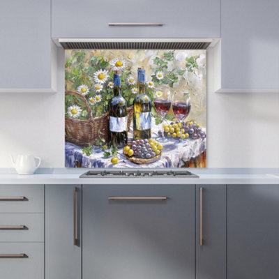 Warren Reed Designer Vineyard Feast: Impressionist's Still Life Kitchen Splashback from B&Q