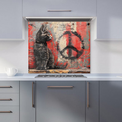 Warren Reed Designer Urban Peace: A Banksy-Inspired Kitten Kitchen Splashback from B&Q