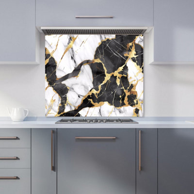 Warren Reed Designer Gold And Black Marble Effect Kitchen Splashback from B&Q