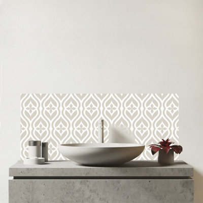 B&Q -  Abstract Ornament Pattern Glass Bathroom Splashback