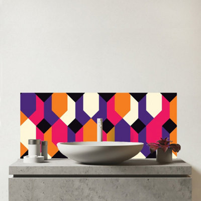 B&Q -  Coloured Abstract Pattern Glass Bathroom Splashback