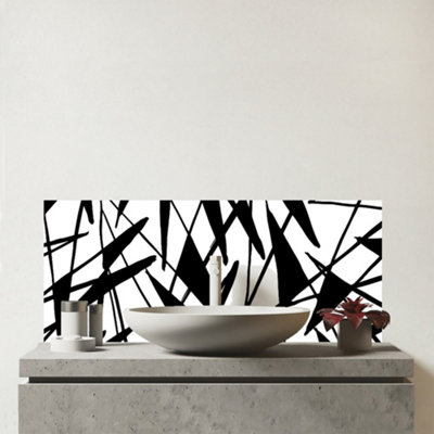 B&Q -  Brush Abstract Pattern Glass Bathroom Splashback