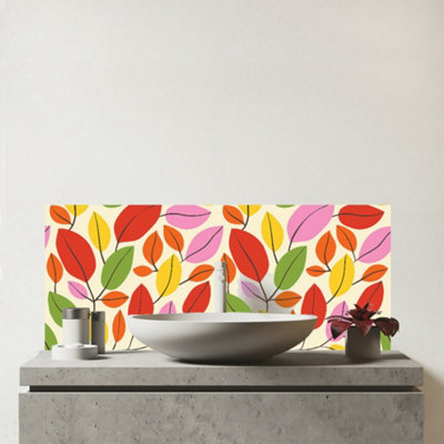 Warren Reed Designer Autumn Leaves Glass Bathroom Splashback