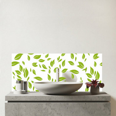 B&Q -  Green Leaves Glass Bathroom Splashback