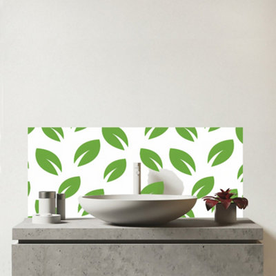 Warren Reed Designer Leaves Pattern Glass Bathroom Splashback