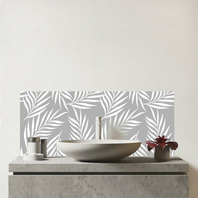 B&Q -  Palm Tree Leaves Glass Bathroom Splashback