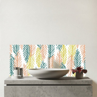 Warren Reed Designer Scandinavian Style Foliage Glass Bathroom Splashback from B&Q