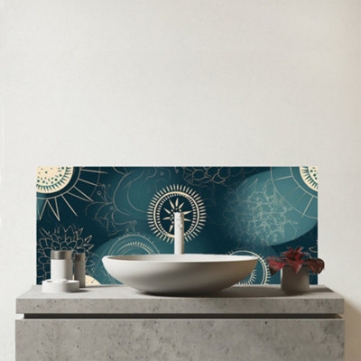 B&Q -  Blue Moon And Sun Glass Bathroom Splashback