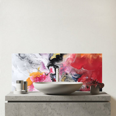 Warren Reed Designer Colour Cascade Glass Bathroom Splashback from B&Q