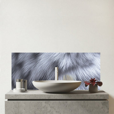 Warren Reed Designer Fur Print Silver Fox Glass Bathroom Splashback from B&Q