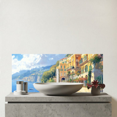 Warren Reed Designer Romantic Walk In Sorrento Glass Bathroom Splashback from B&Q