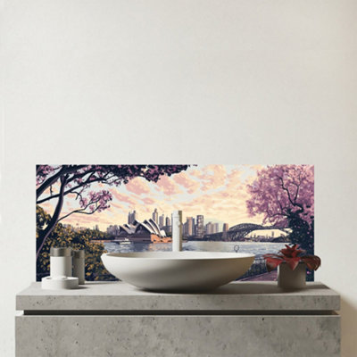 Warren Reed Designer Romantic Walk In Sydney Glass Bathroom Splashback from B&Q