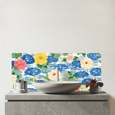 Warren Reed Designer Puddles And Rain Design Glass Bathroom Splashback from B&Q