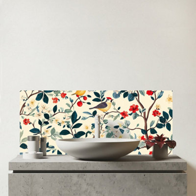 B&Q -  Chirping Away In The Trees Glass Bathroom Splashback