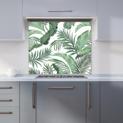 B&Q -  Trendy Tropical Leaves Premium Glass Kitchen Splashback W600mm X H600mm