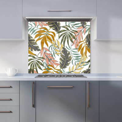 B&Q -  Tropical Leaves Premium Glass Kitchen Splashback W600mm X H600mm