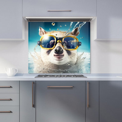 B&Q -  Dormouse With Glasses Splashart Premium Glass Kitchen Splashback W700mm X H650mm