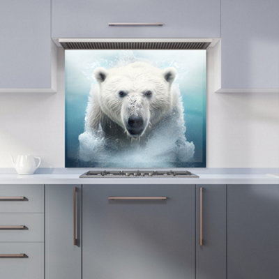 Warren Reed Designer Polar Bear Splashart Premium Glass Kitchen Splashback W700mm X H750mm from B&Q