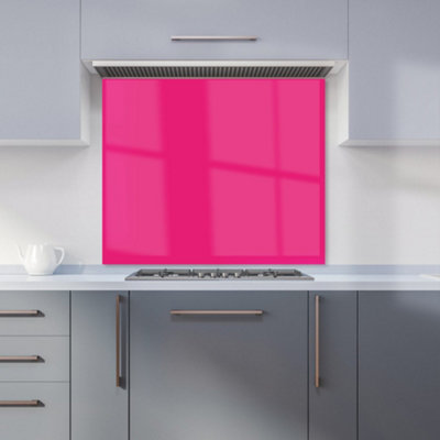 B&Q -  Vivid Pink Premium Glass Kitchen Splashback W700mm X H650mm