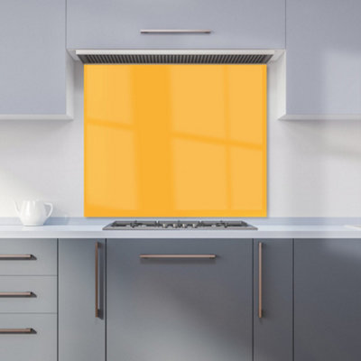 B&Q -  Cantaloupe Orange Premium Glass Kitchen Splashback W700mm X H750mm