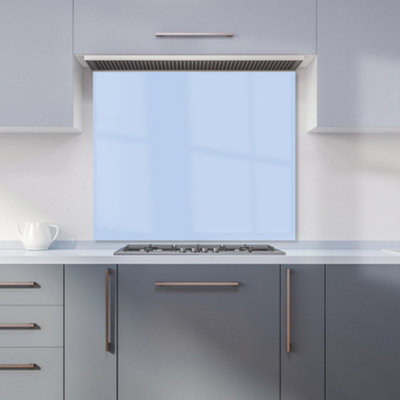 B&Q -  Pale Cornflour Blue Premium Glass Kitchen Splashback W900mm X H750mm