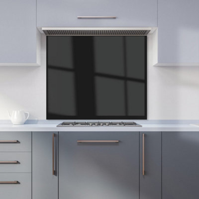B&Q -  Midnight Black Premium Glass Kitchen Splashback W700mm X H650mm