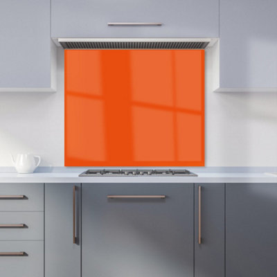 B&Q -  Flame Orange Premium Glass Kitchen Splashback W700mm X H750mm