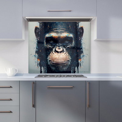 B&Q -  Gorilla Face Splashart Premium Glass Kitchen Splashback W700mm X H650mm