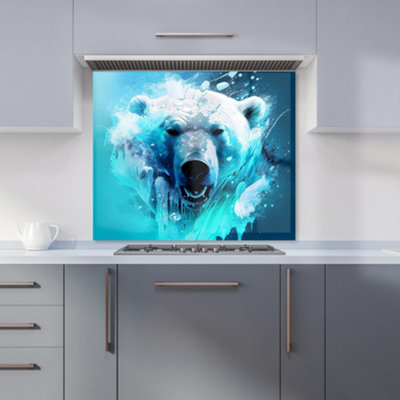 Warren Reed Designer Polar Bear Face Splashart Premium Glass Kitchen Splashback W700mm X H750mm from B&Q