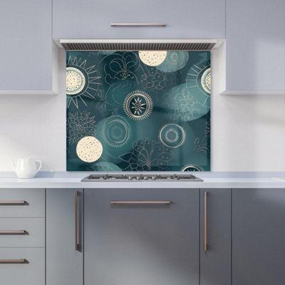 B&Q -  Blue Moon And Sun Premium Glass Kitchen Splashback W900mm X H650mm