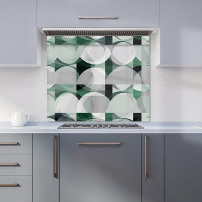 B&Q -  Geometric Grey Green Premium Glass Kitchen Splashback W600mm X H600mm