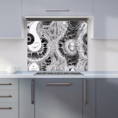 B&Q -  Abstract Moon And Sun Premium Glass Kitchen Splashback W600mm X H650mm