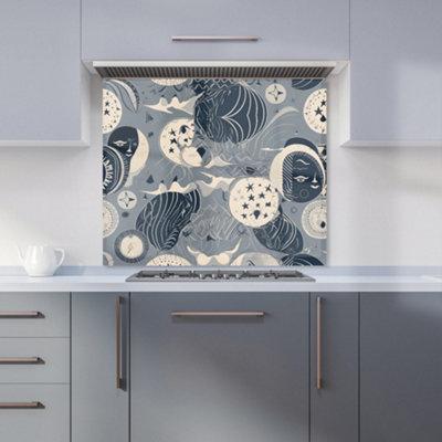 Warren Reed Designer Abstract Moon And Stars Premium Glass Kitchen Splashback W600mm X H600mm from B&Q