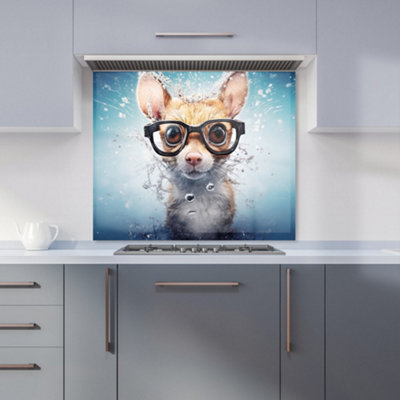 Warren Reed Designer Splashart Doormouse With Glasses Premium Glass Kitchen Splashback W700mm X H750mm from B&Q