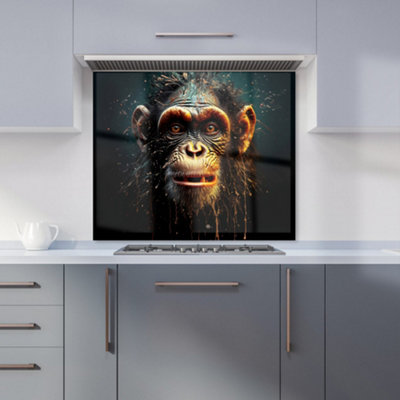 B&Q -  Splashart Monkey Face Premium Glass Kitchen Splashback W600mm X H750mm
