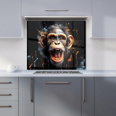 Warren Reed Designer Monkey Face Splashart Premium Glass Kitchen Splashback W600mm X H650mm from B&Q