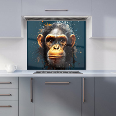 Warren Reed Designer Splashart Realistic Monkey Face Premium Glass Kitchen Splashback W600mm X H650mm from B&Q