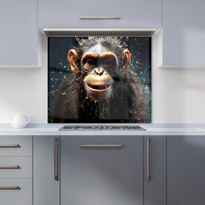 Warren Reed Designer Realistic Monkey Face Splashart Premium Glass Kitchen Splashback W600mm X H650mm from B&Q
