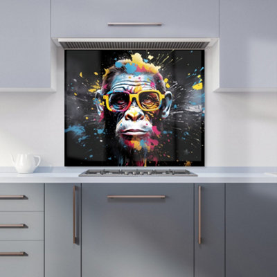 Warren Reed Designer Coloured Splashart Monkey Face Premium Glass Kitchen Splashback W600mm X H650mm from B&Q