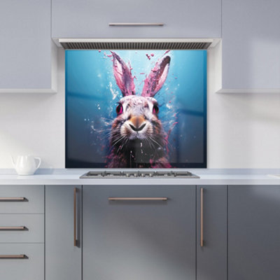 B&Q -  Rabbit Face Splashart Premium Glass Kitchen Splashback W700mm X H650mm