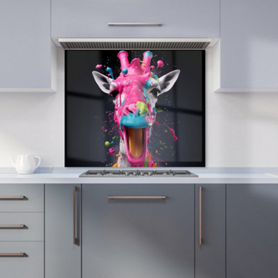 B&Q -  Splashart Giraffe Face Pink Premium Glass Kitchen Splashback W900mm X H650mm