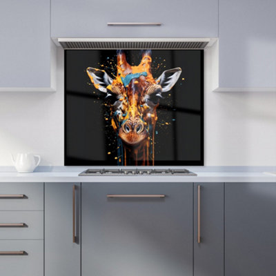 Warren Reed Designer Giraffe Face Splashart Premium Glass Kitchen Splashback W900mm X H650mm from B&Q