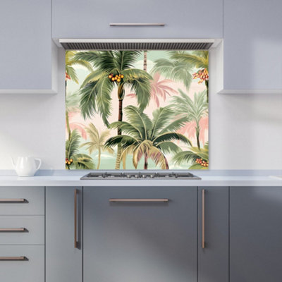 B&Q -  Palm Trees Pattern Premium Glass Kitchen Splashback W600mm X H600mm