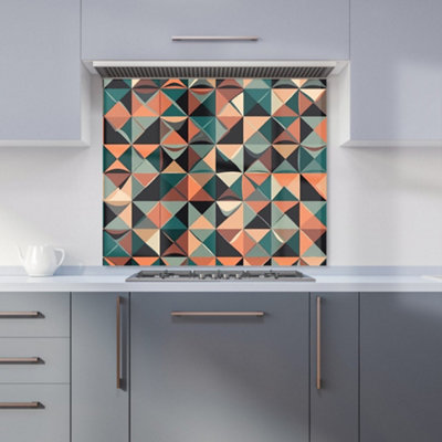 B&Q -  Geometric Print Pattern Premium Glass Kitchen Splashback W900mm X H650mm