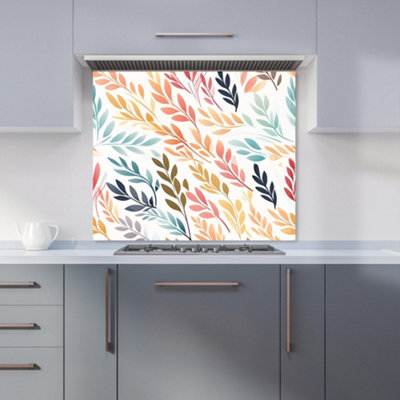 Warren Reed Designer Colouful Sping Leaves Premium Glass Kitchen Splashback W600mm X H750mm from B&Q
